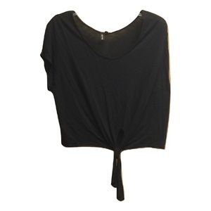 New Oversized Slouchy Tie-Front Linen Look Top